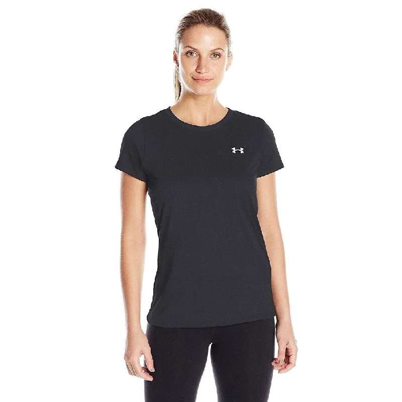 Under Armour Women's Tech T-Shirt, Black/Metallic Silver, Large